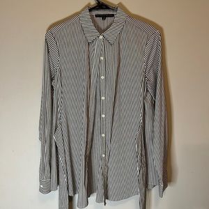 NWOT Antonio Melani Black & White Stripes Button Up Long Sleeve Blouse Size XS